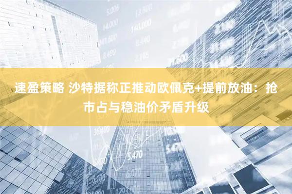 速盈策略 沙特据称正推动欧佩克+提前放油：抢市占与稳油价矛盾升级