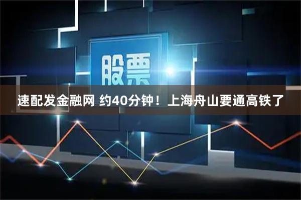 速配发金融网 约40分钟！上海舟山要通高铁了